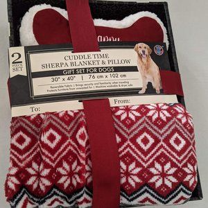 Bow Wow Pet Cuddle Time Sherpa Blanket & Pillow Set